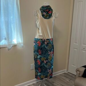Ripskirt Hawaii Blue Pink Floral Midi Skirt